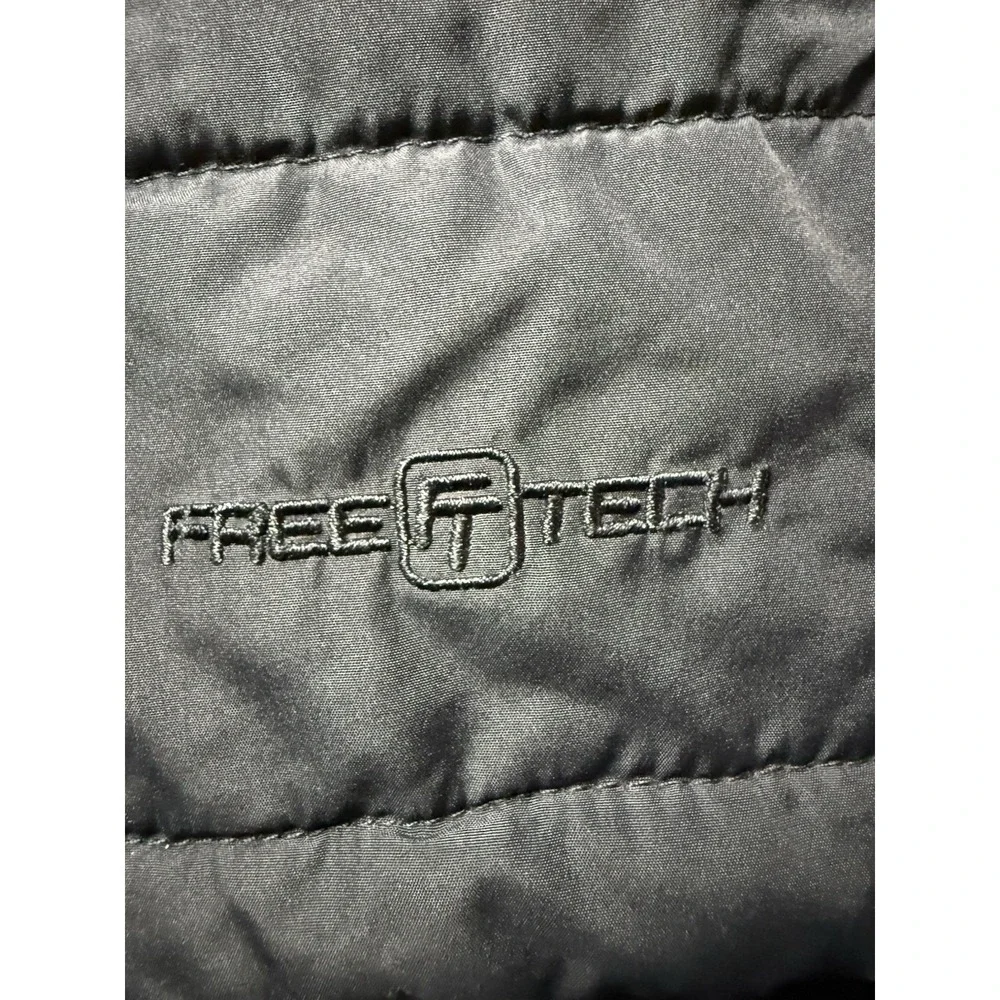 Free Tech Girls Gray Hooded Puffer Jacket Faux Fur Trim Mid-Length Size 12-14
